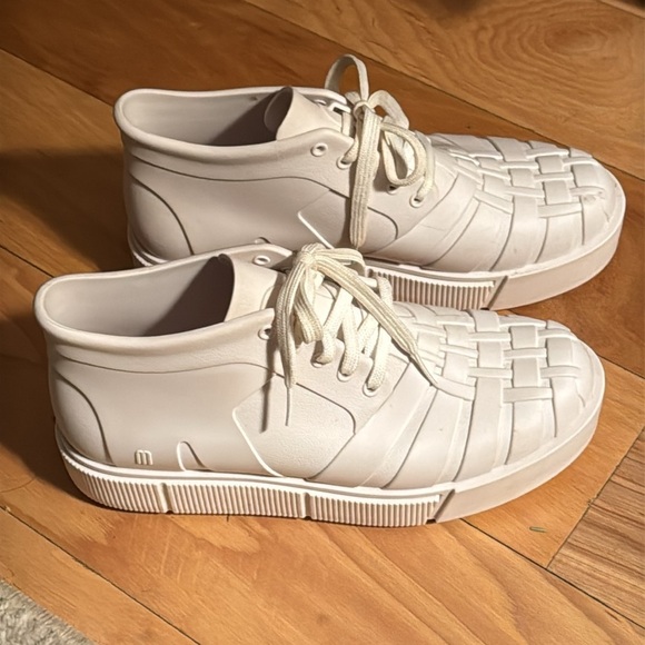 Melissa Shadow flatform ankle boots white women’s sz 9 lace up round front - Picture 5 of 12